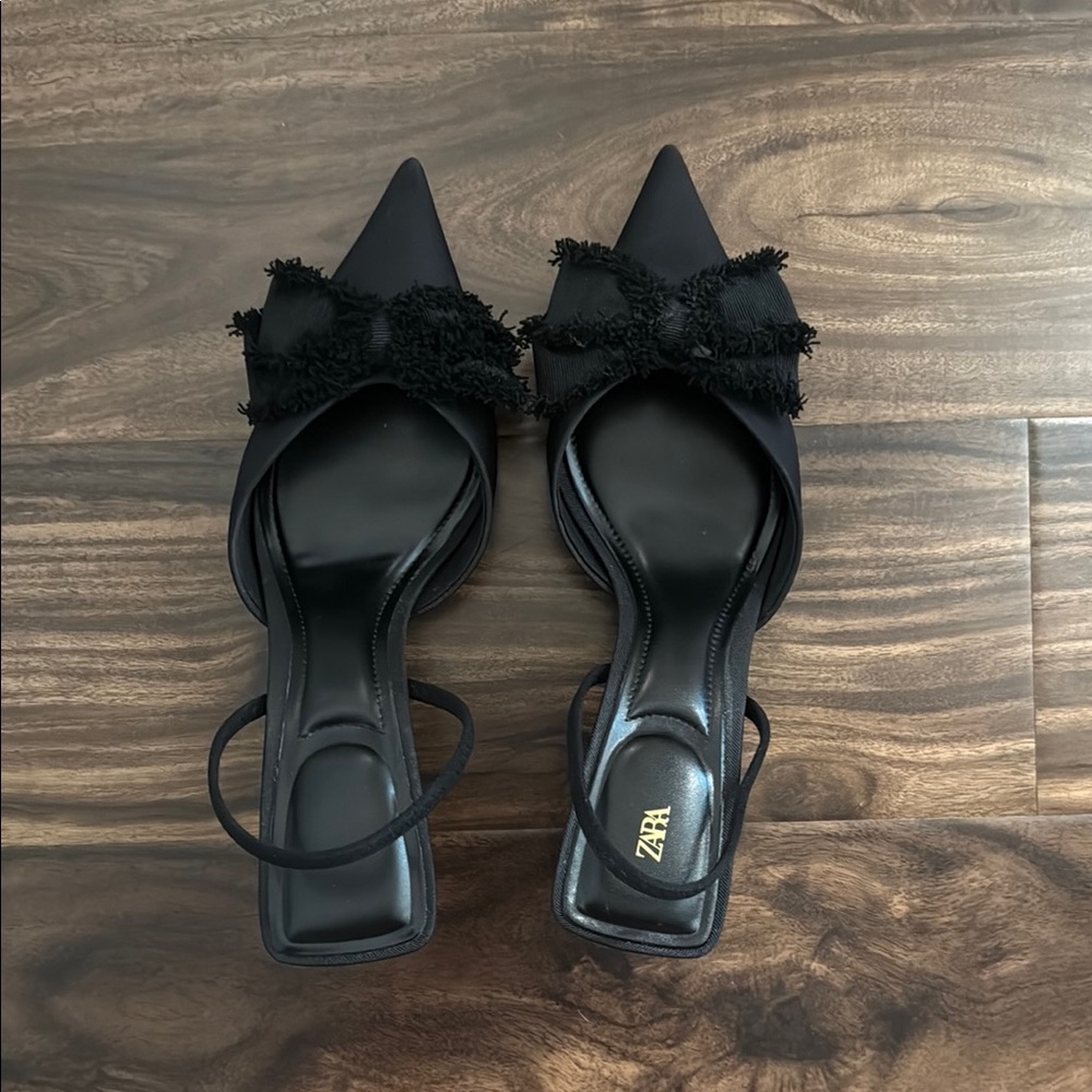 Zara Kitten Heels with Textured Bow